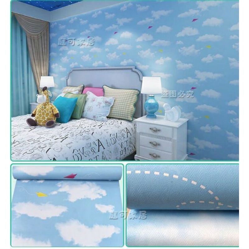 Wallpaper Dinding Motif Awan Layang 10m x 45cm