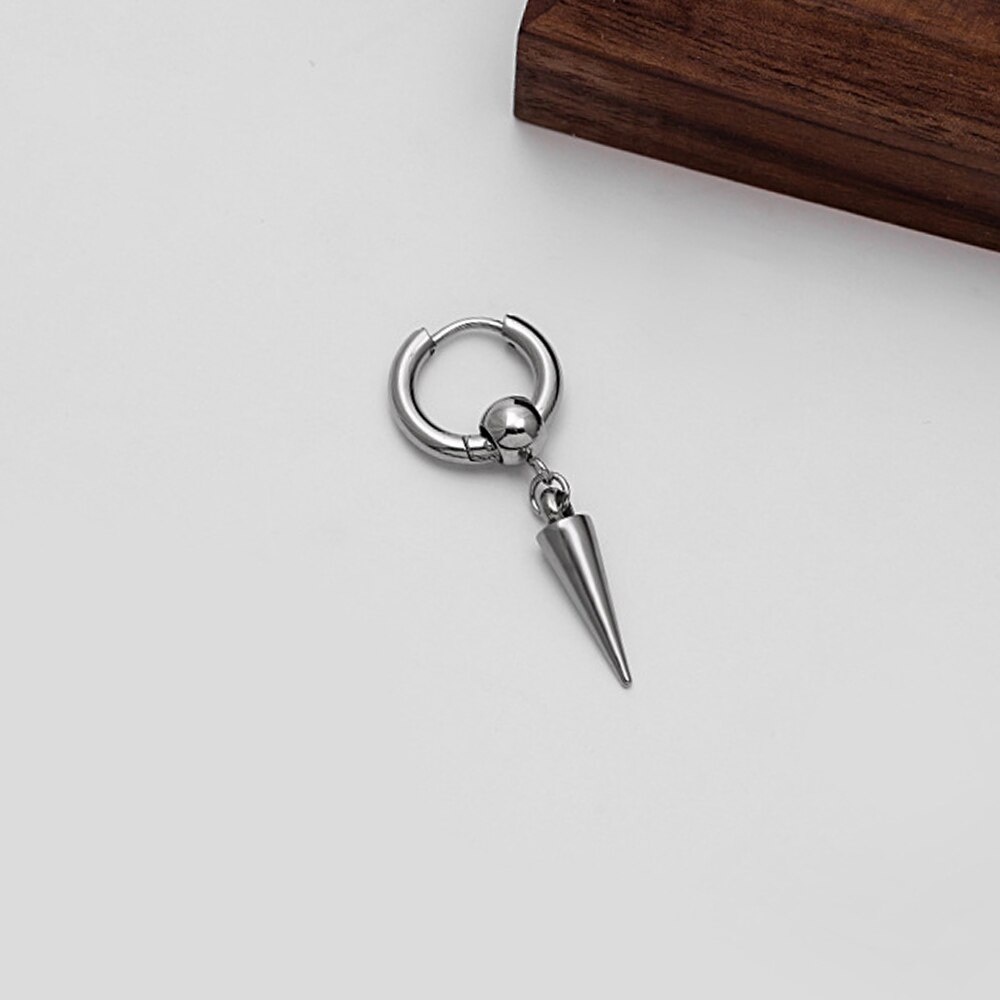 1 Pc Anting Rantai Rumbai Panjang Bentuk Segitiga Geometris Bahan Stainless Steel Gaya Punk Untuk Pria Dan Wanita