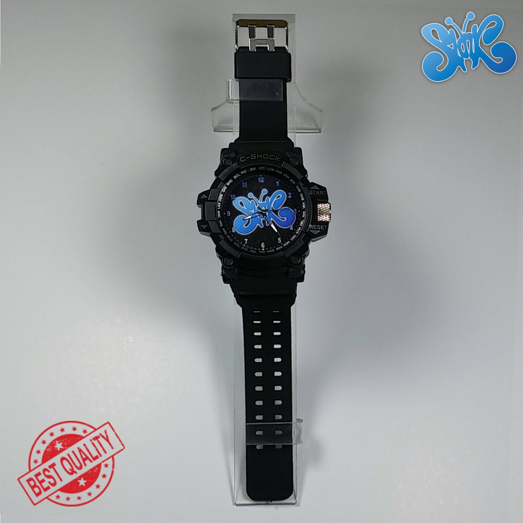 (BEST QUALITY) JAM SLANK {LOGO BIRU} FULL BLACK