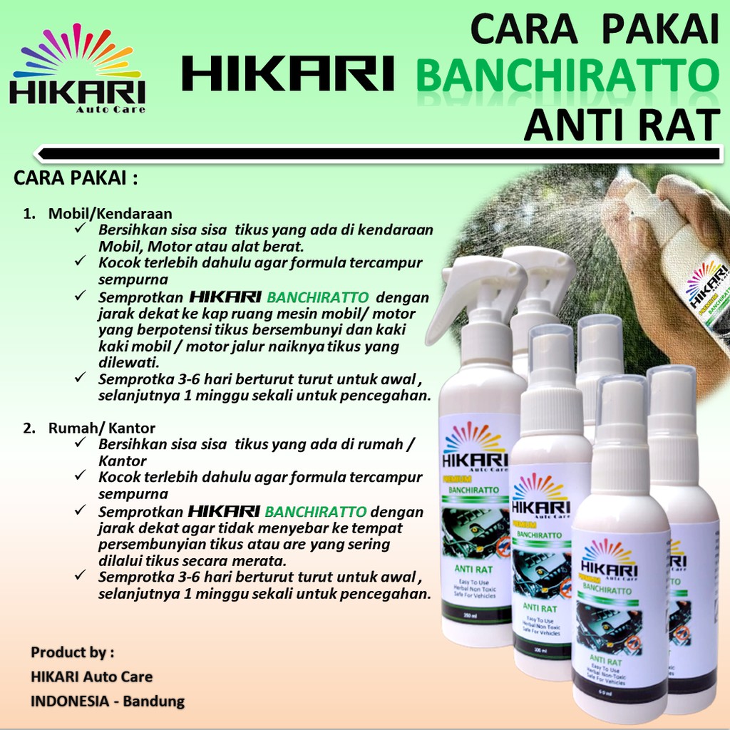 PROMO HIKARI BANCHIRATTO 250ml - Pengusir Tikus Kap Mobil Rumah Kantor/ Anti rat / bukan racun tikus