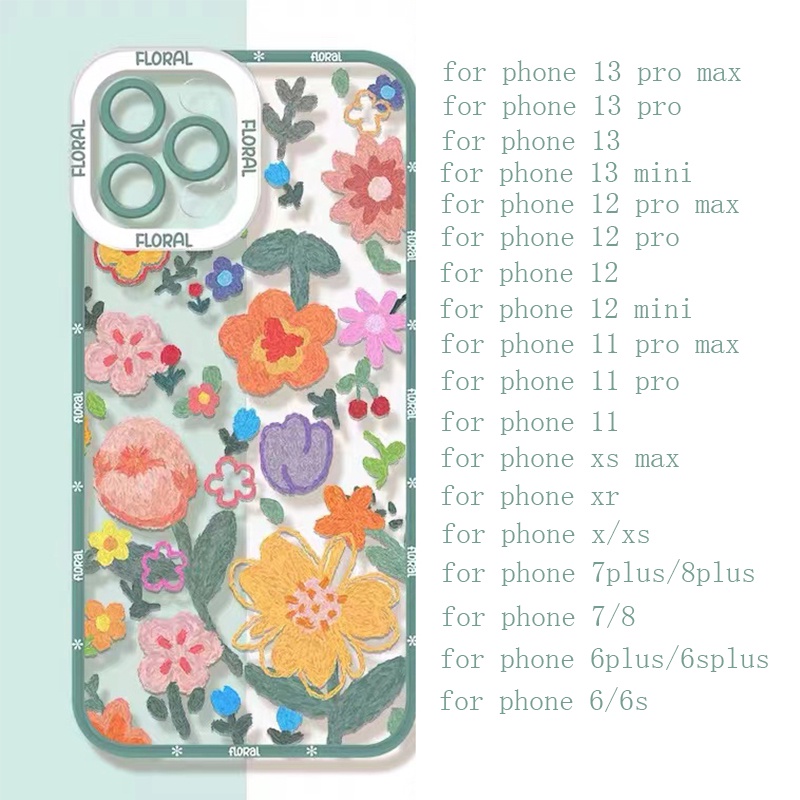 Soft Case Silikon Transparan Motif Bunga Untuk iPhone 11 12 13 Pro Max X XR Xs Max 6 6S 8 7Plus