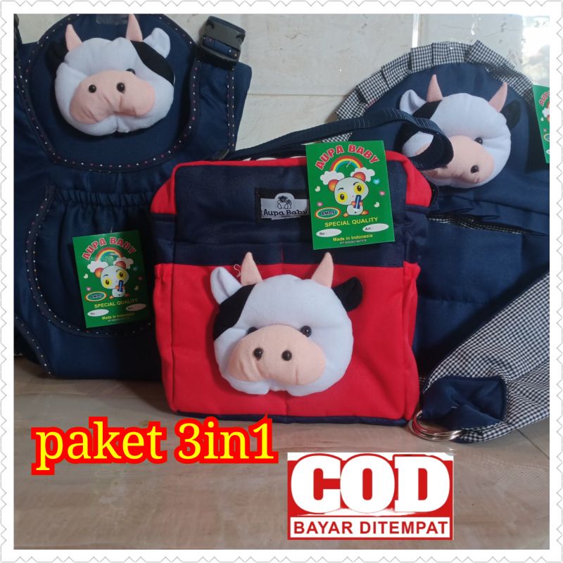 Paket 3in1 Tas bayi sapi Gendongan multi Gendongan Samping boneka Sapi