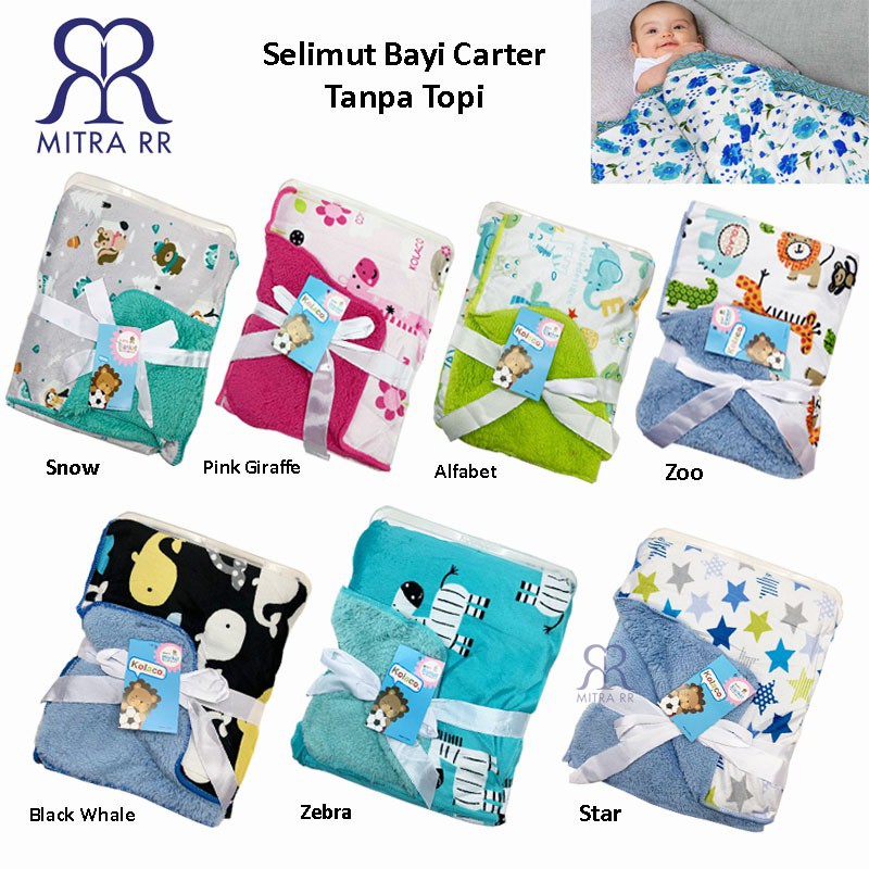 Selimut Bayi CARTER Double Fleece Tanpa Topi Bulu Halus Selimut Carter