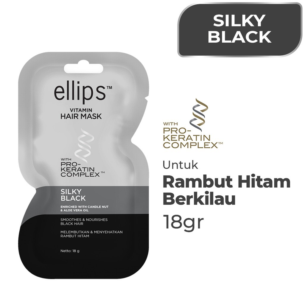 Ellips Hair Mask Pro Keratin Silky Black Sachet 18gr