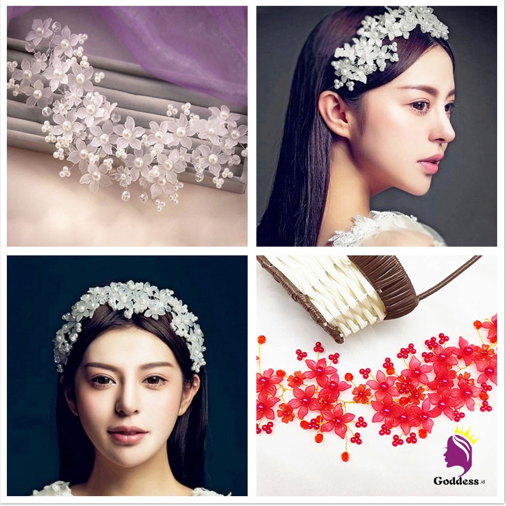 Tiara Mahkota Bunga Kristal Mutiara Imitasi Elegan Untuk Tiara Mahkota Bunga Kristal Mutiara Imitasi Elegan Untuk