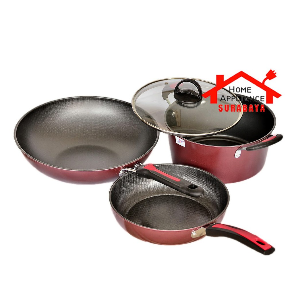 Panci Wajan Set Penggorengan Non Stick Anti Lengket 4 PCS GSF G-2429 / G2429 / G 2429