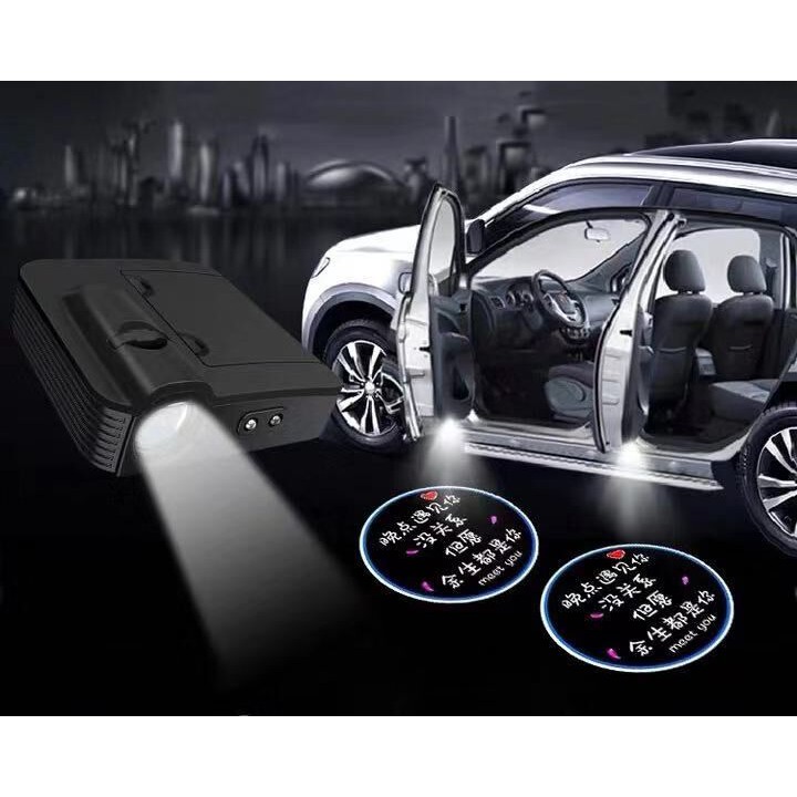 1 SET 2PCS Lampu LED Logo Sorot Proyektor Pintu Mobil Car Door Portable Battery Welcome Shadow Light