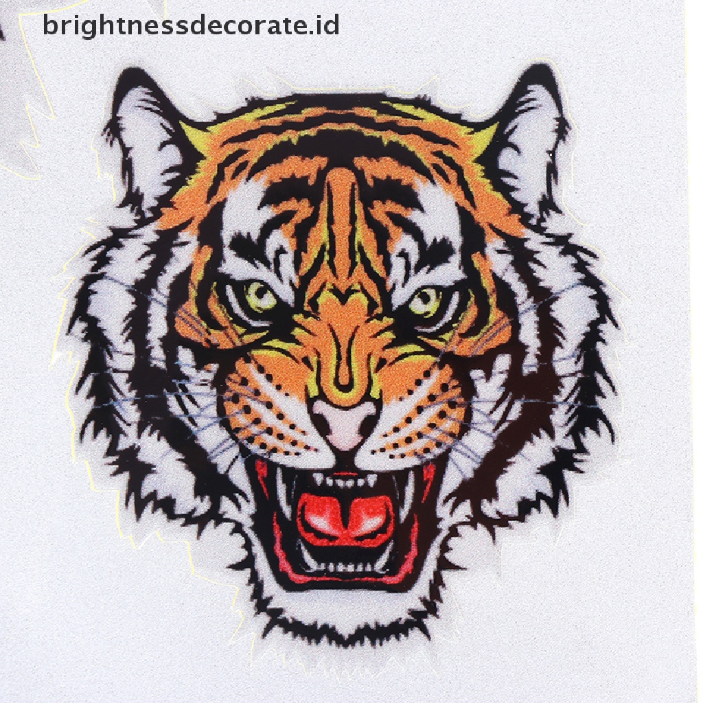 1 Lembar Stiker Vinyl Motif Tiga Kepala Harimau Untuk Mobil / Motor