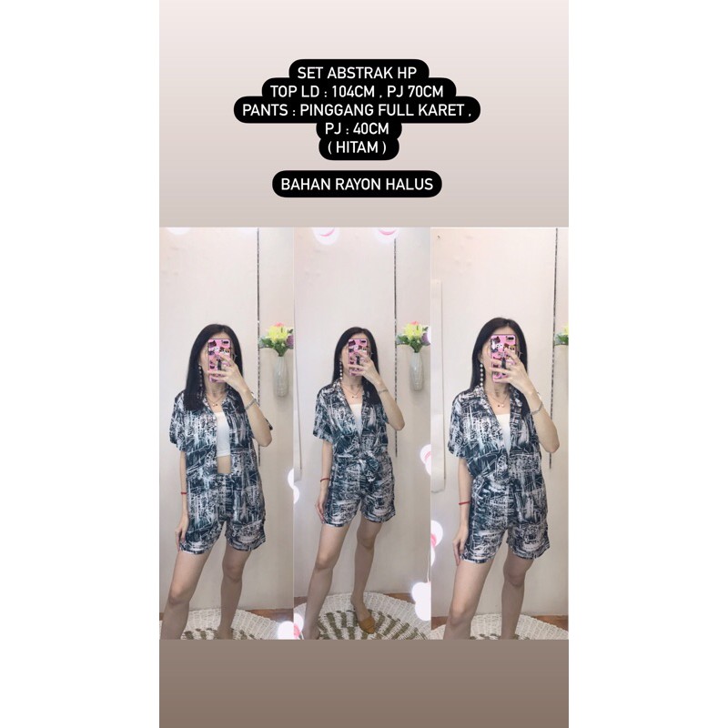 set kekinian tiedye wanita.stelan leaf/tiedye/abstrak kekinian cwe murah HP rayon import hitam wanit