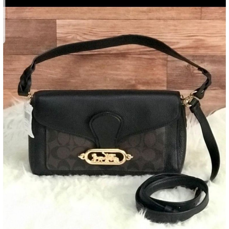 Authentic Tas coach jade signature mahogany asli