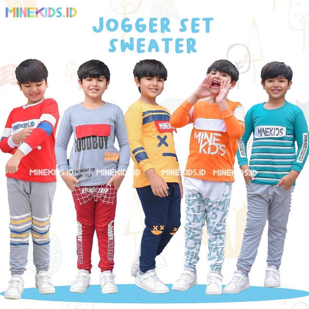 SETELAN ANAK UNISEX JOGER DAN SWEATER USIA 2-10 TAHUN