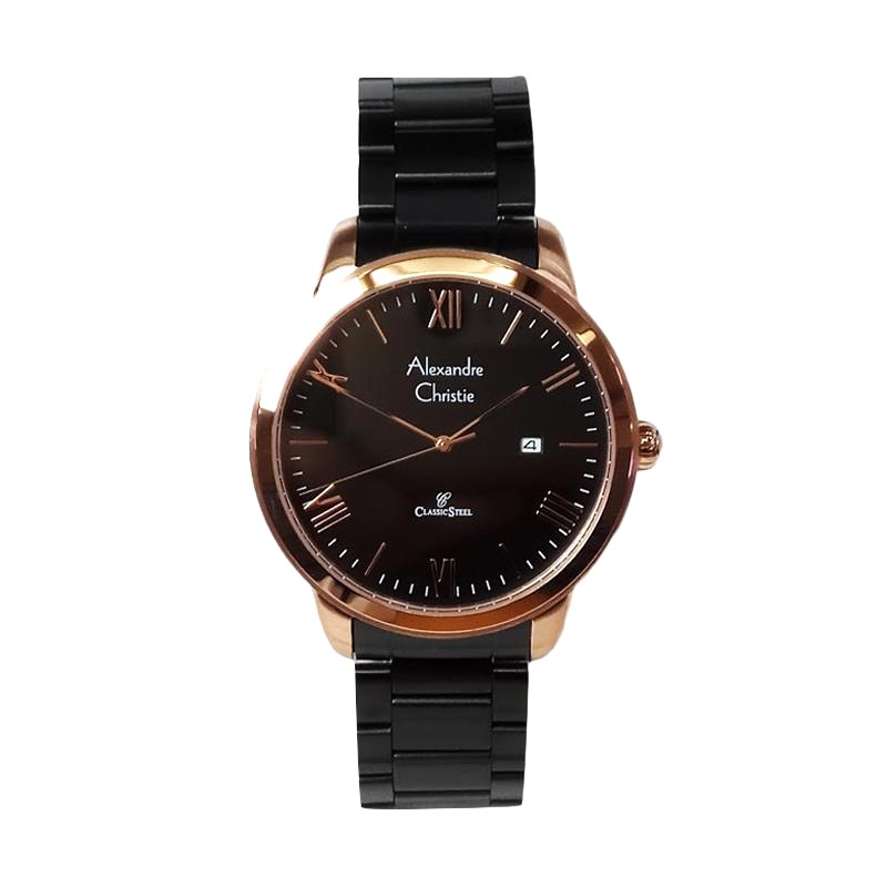 ALEXANDRE CHRISTIE WATCH AC 8567 PRIA ROSEGOLD BLACK ORIGINAL