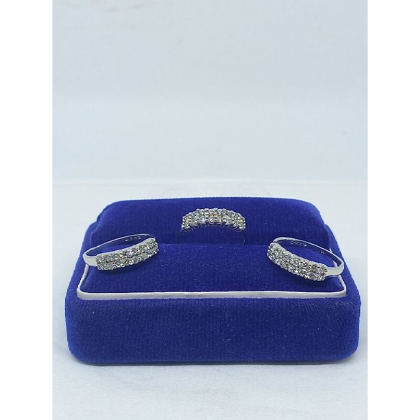 CINCIN PERAK ASLI SILVER 925 LAPIS EMAS/CINCIN DOUBLE MATA PUTIH 2 BARIS USIA TANGGUNG/ASLI SILVER/CINCIN FASHION USIA TANGGUNG