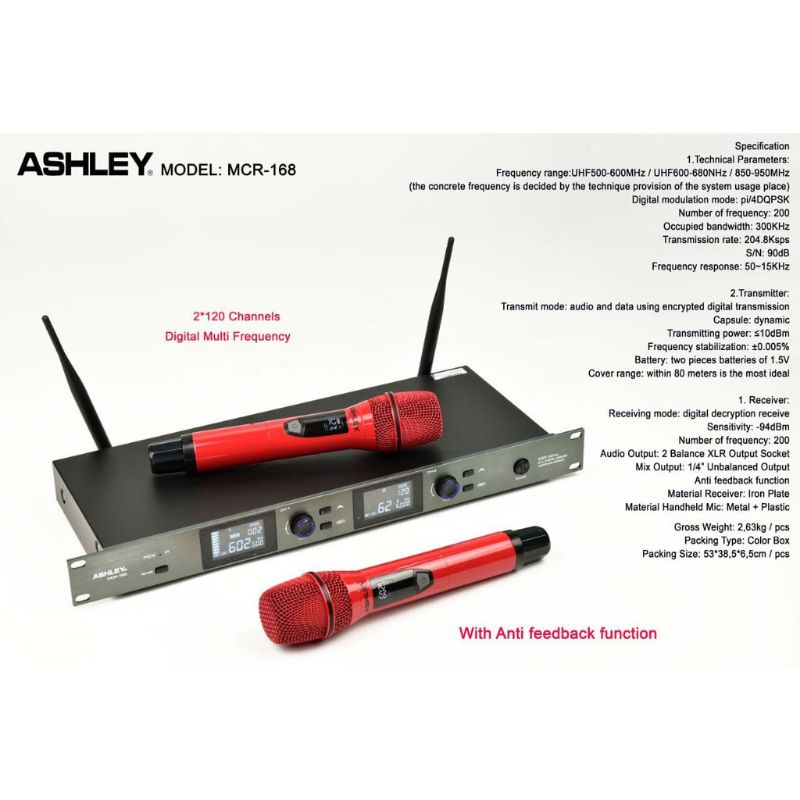 mic wireless ashley MCR-168 mcr 168 original garansi 2tahun