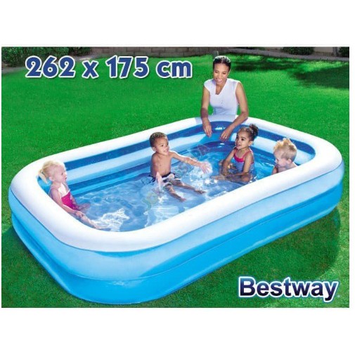 Bestway 54005 dan 54006 Kolam Renang Karet Anak Keluarga Besar 201 cm 262 cm Rectangular Family Pool 262x175 x51cm