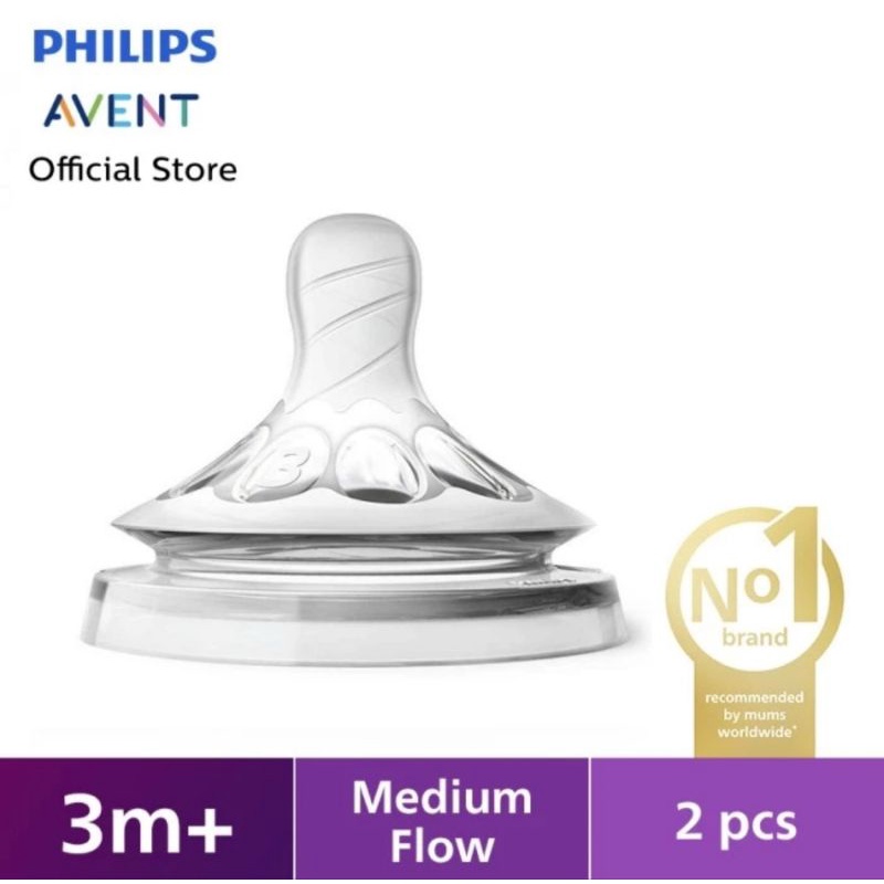 Philips Avent Teat Natural Medium Flow 3M+ Isi 2 Pcs/Dot Botol Bayi