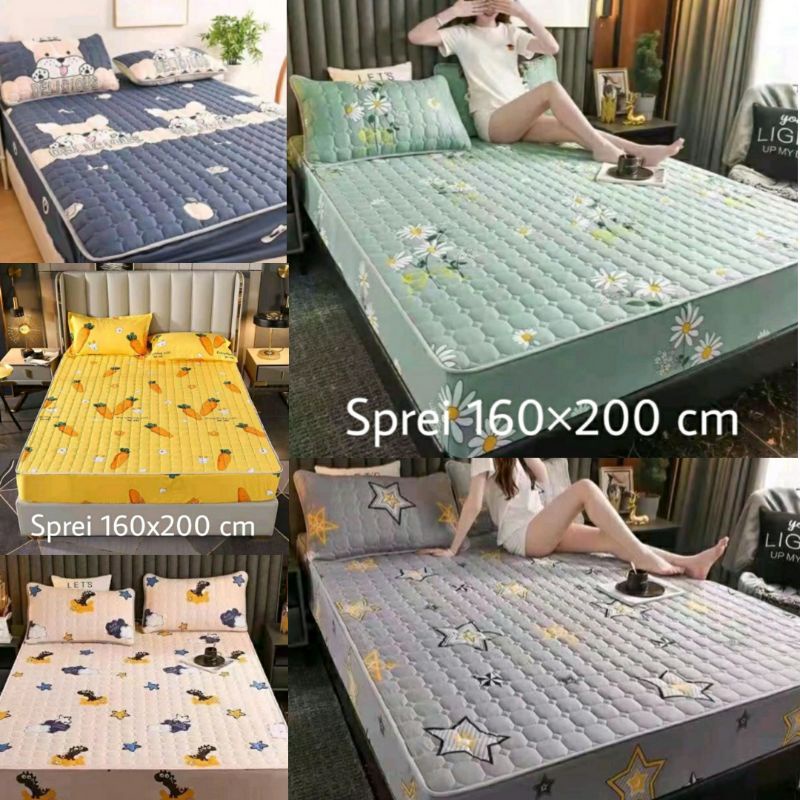 Sprei Sultan Waterproof anti ompol anti tahan air size 160×200 120×200 Seprei Adem full Karet
