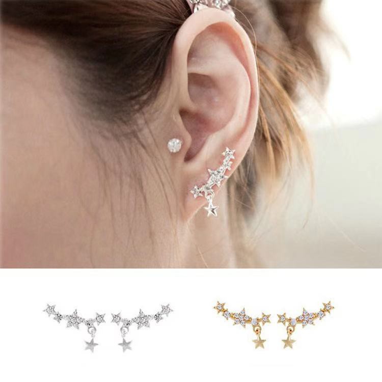 Anting Tusuk / Anting Stud Wanita Motif Bintang Earcuff Aksesoris Import