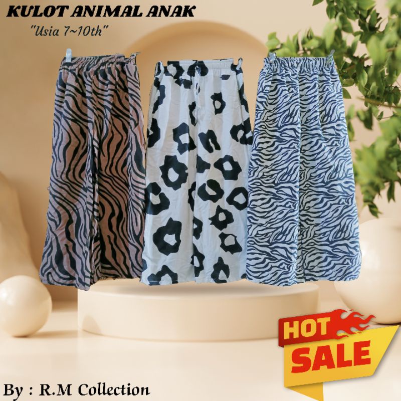 (COD) CELANA KULOT ANIMAL ANAK 7-10 TAHUN MOTIF ZEBRA SAPI BAHAN RAYON PREMIUM