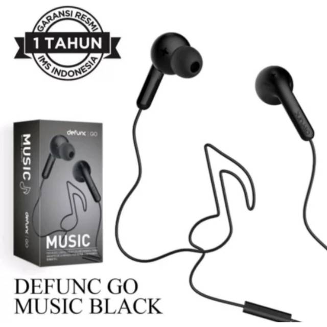 Defunc go music earphone handsfree headset - HITAM