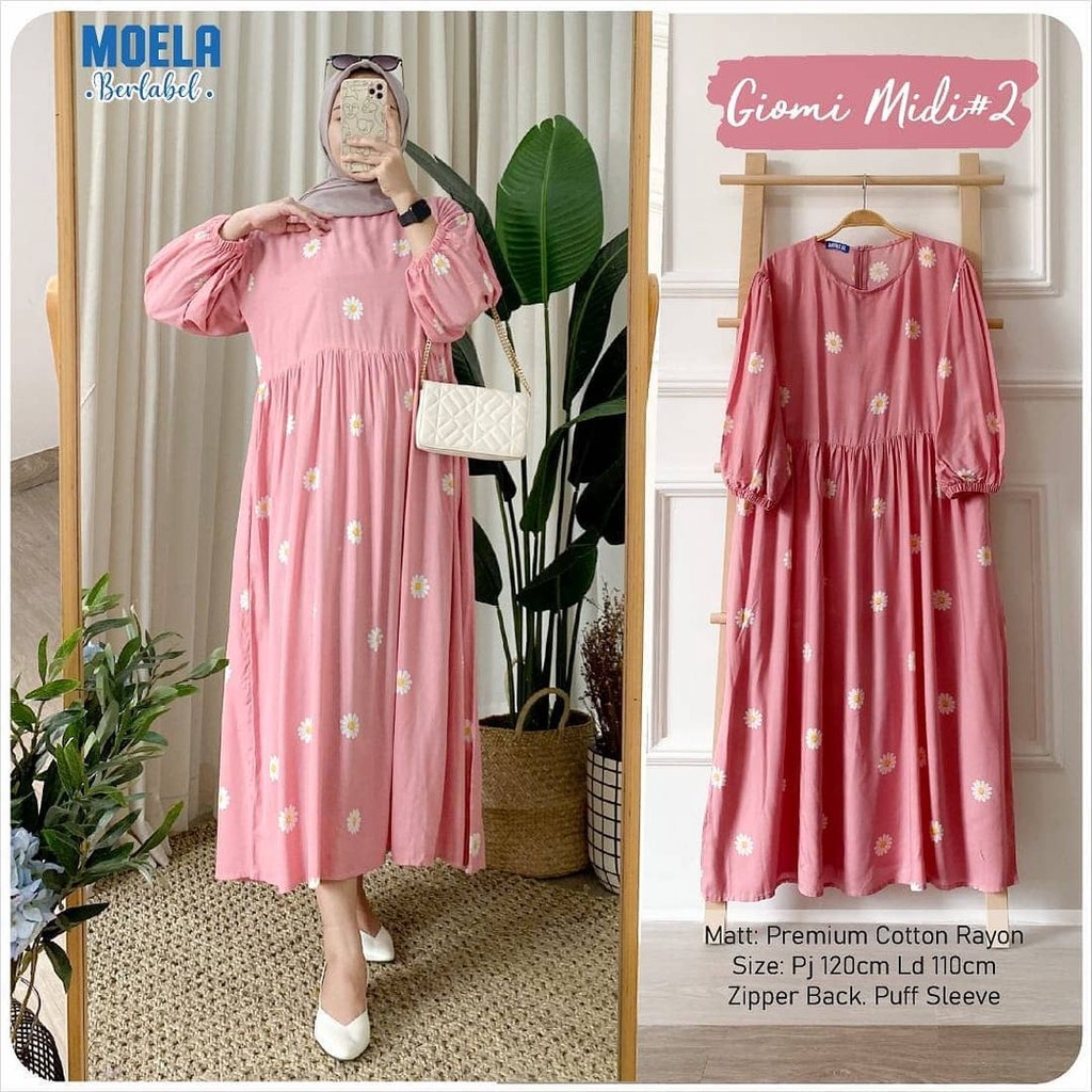 GIOMI MIDI#2 MIDI DAILY BUSUI DRESS WANITA RAYON PREMIUM MIDI DRESS TERBARU KEKINIAN