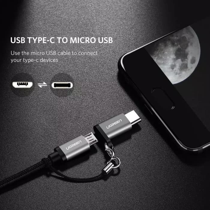 Ugreen OTG Adapter Changer Micro USB to Type C Gray-40945