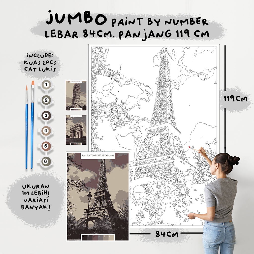 

JUMBO Paint By Number Kit, LANDMARK EROPA paint by number besar a0