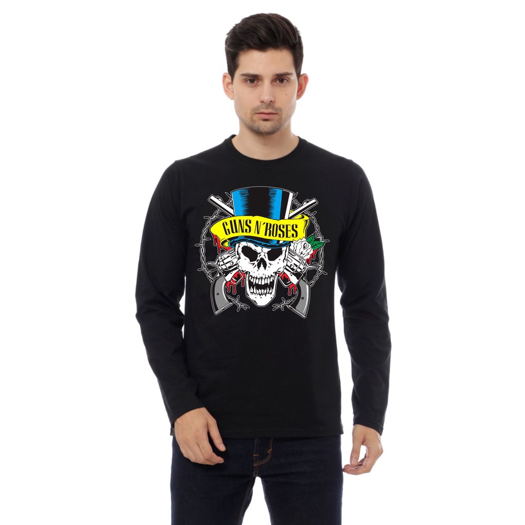 KAOS MUSIK BAND GUNS N ROSES BLACK LENGAN PANJANG COTTON 30S