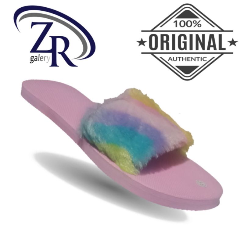 SENDAL SPONS WANITA/SENDAL COCOP MOTIF BULU/SENDAL RUMAHAN TRENDY