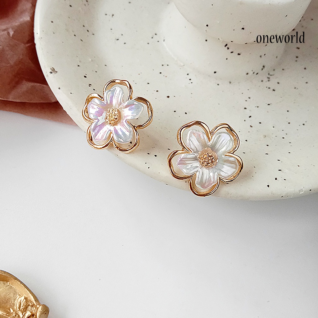 OW# 1 Pair Beautiful Flower Shape All-match Sweet Ear Stud Earring Jewelry Accessory