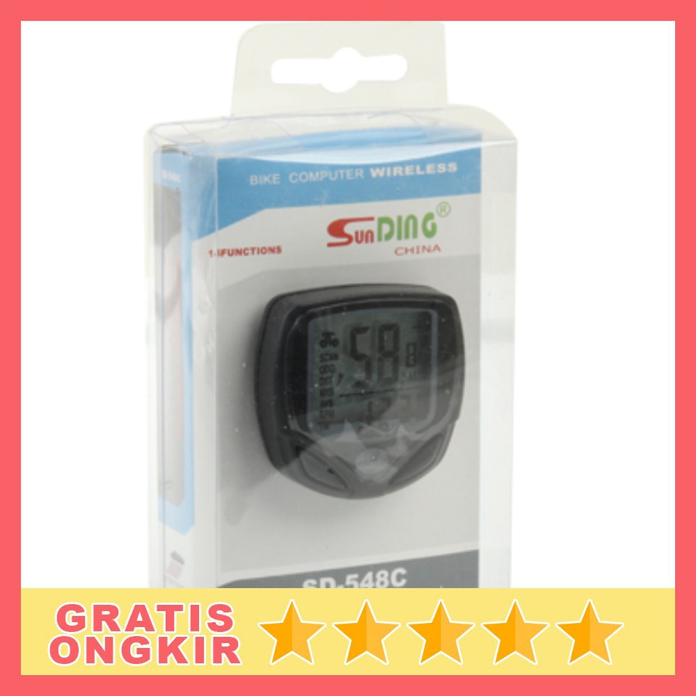 Speedometer Sepeda Wireless Display LCD SD-548C Black Grab Medan