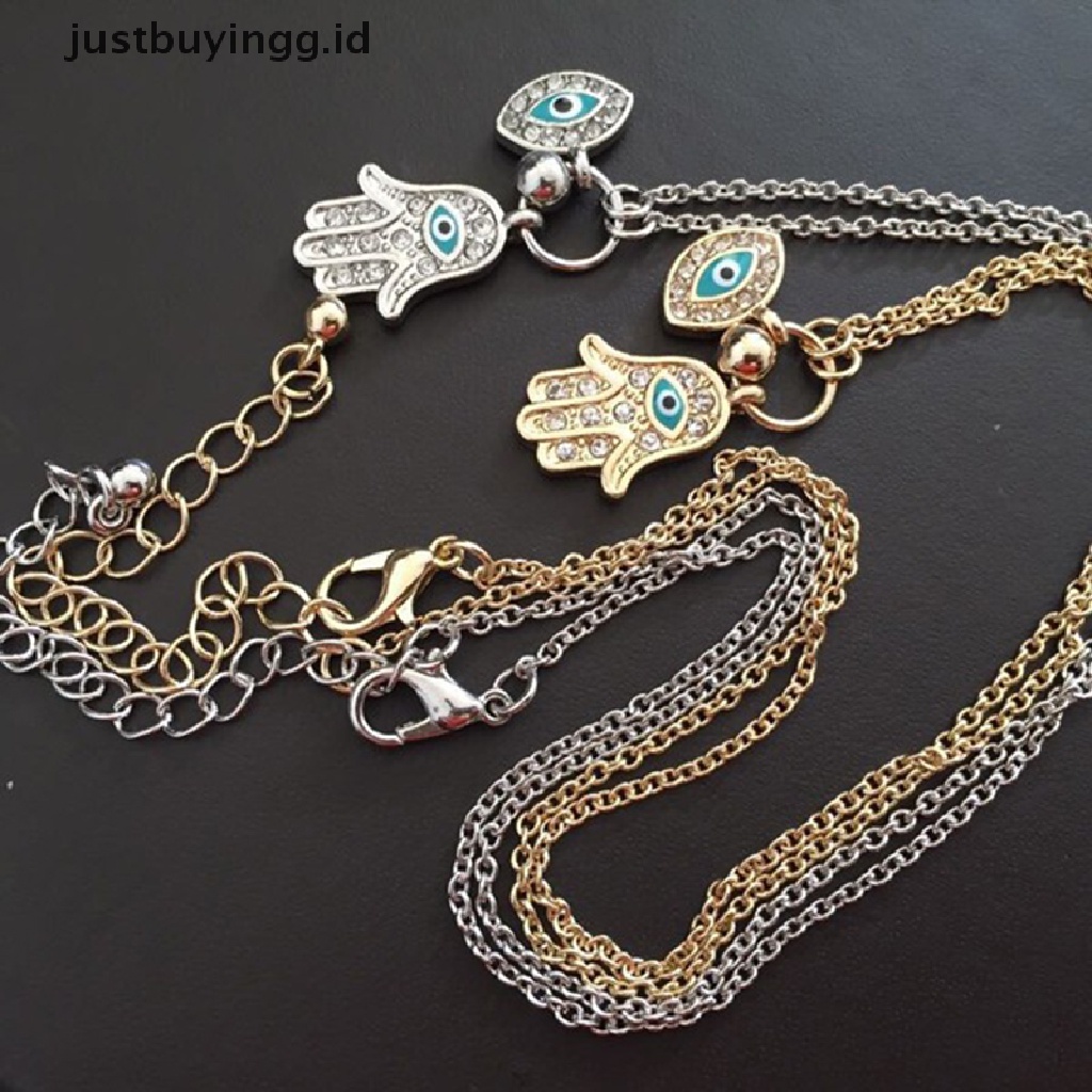 Kalung Rantai Dengan Liontin Evil Eye Hamsa Hand Untuk Wanita