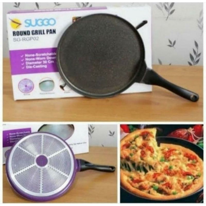 PIZZA PAN ROUND GRILL 30 CM WAJAN TEFLON ANTI LENGKET CREPES DATAR ANTI LENGKET MARTABAK