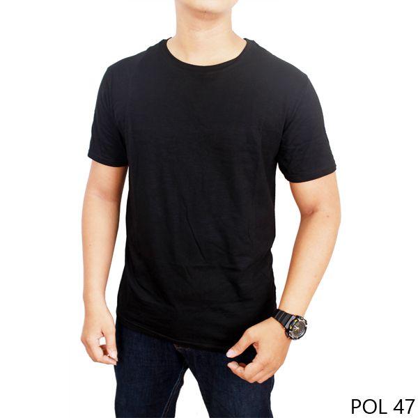 Kaos Polos Pendek Hitam Cotton Combed S20  - POL 47