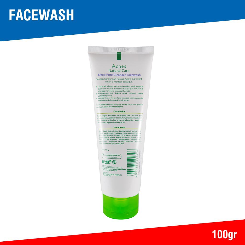 Acnes Natural Care Face Wash Deep Pore Cleanser 100gr