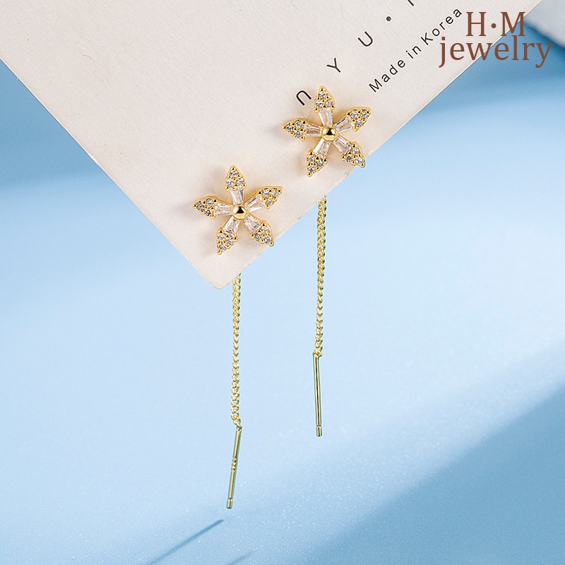 Anting Gantung Panjang Model Bunga Kristal