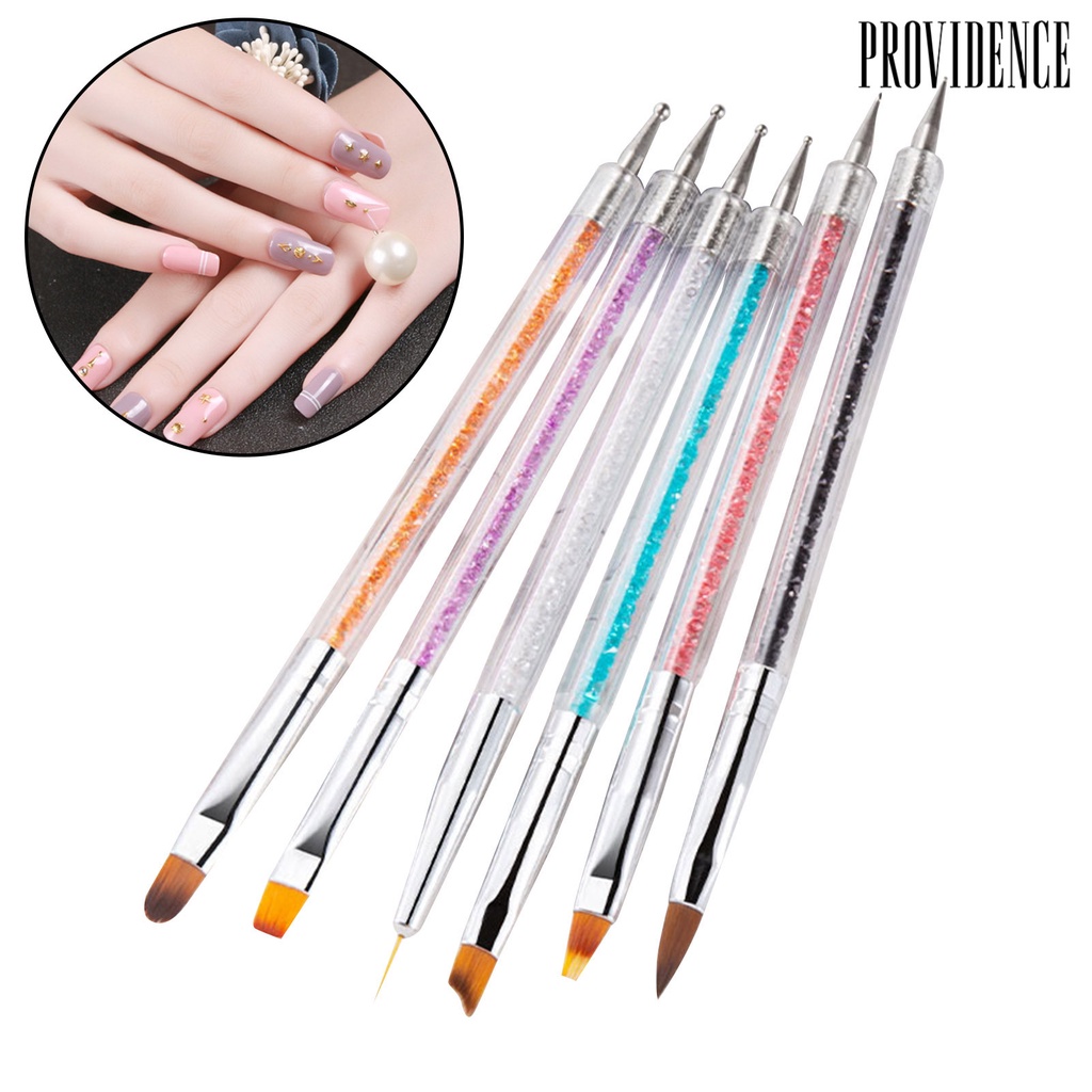 Providence 6Pcs/Set Nail Pen Wide Application Easy to Use Nylon Wool Nail Art Double-head Painted Point Drill Pen Set for Salon