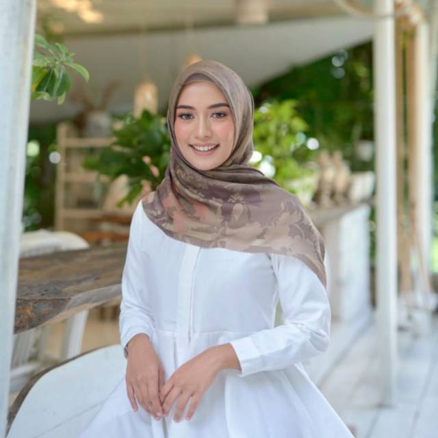 JILBAB MY LADY HIJAB  OLIVE FLEX MONOGRAM KERUDUNG SEGI EMPAT PREMIUM