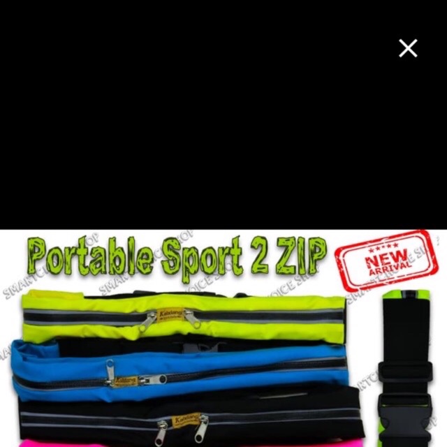 Portable Sport 2 sleting 2 zip tas pinggang 2sleting  pouch pinggang double sleting 2sleting