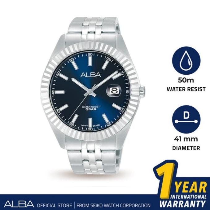 Jam Tangan Pria Alba Quartz Stainless Blue AS9J97 AS9J97X1 Original Termurah