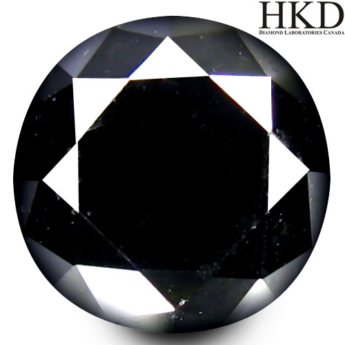 Certified Round Brilliant Cut 4.9x4.9x4mm 0.71ct Natural Fancy Black Diamond DD109