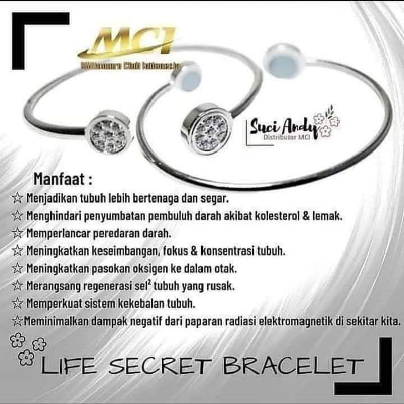 Bracellet MCI gelang kesehatan wanita MCI original gelang fashion kesehatan gelang silver MCI