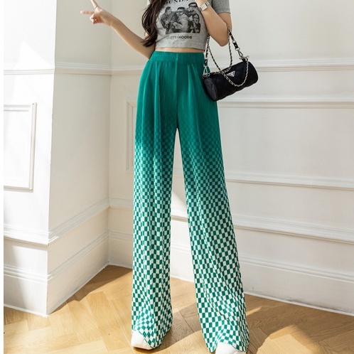 [Premium]Casual Plaid High Waist Cullote Pants / Celana Kulot Wanita Motif Kotak - Kotak 7321