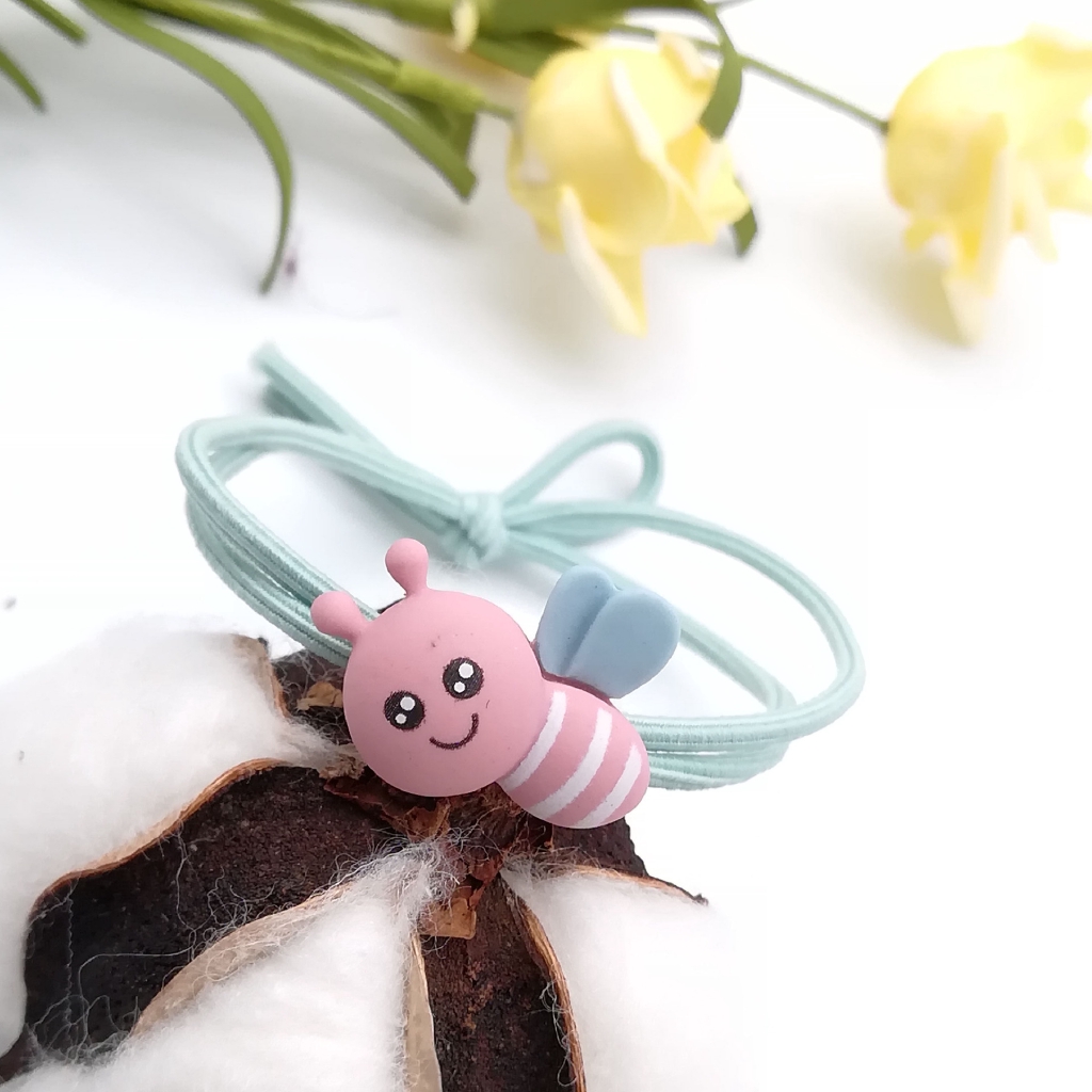 INS Versi Korea Ikat Rambut Dari Tali Kepala Lebah Kartun Lucu Tinggi Elastis / Segar Dan Sederhana Karet Gelang / Cincin Rambut Diikat | TiKi-pink