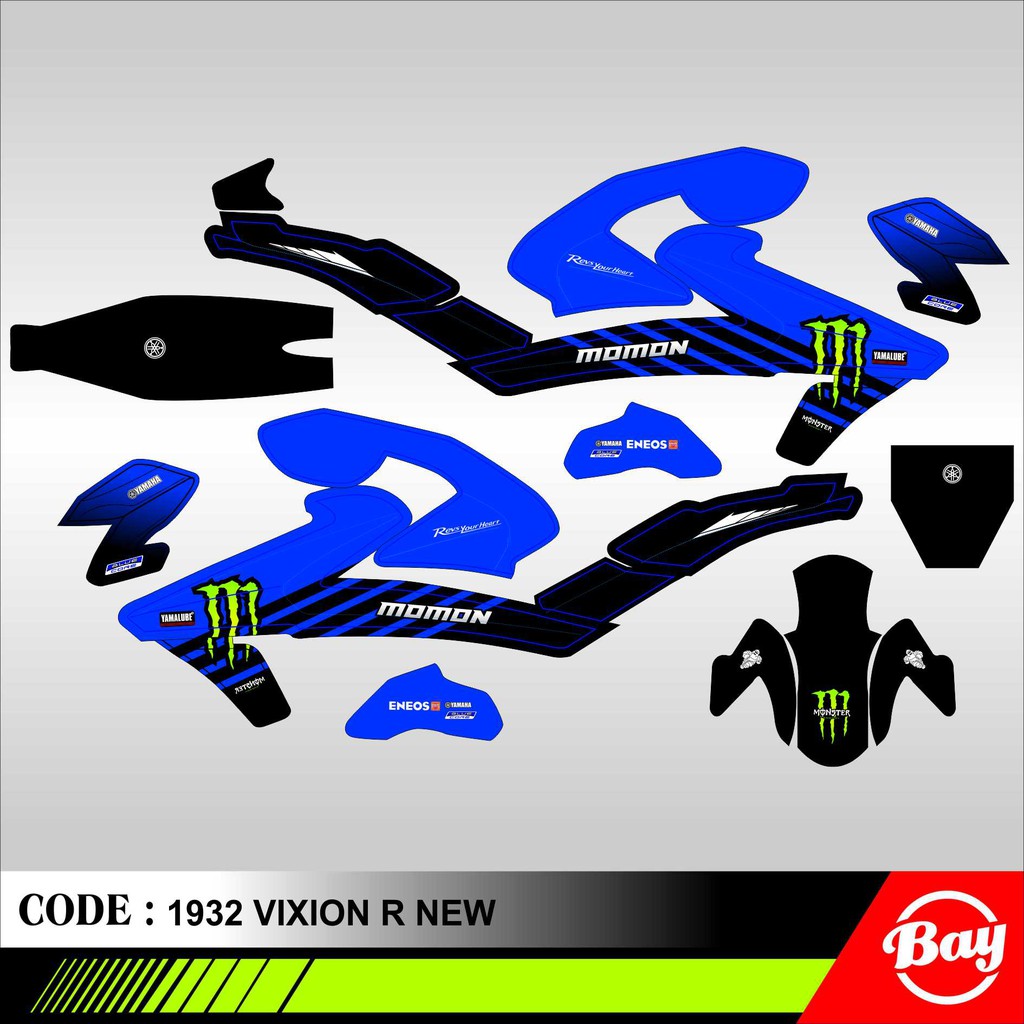 Decal Stiker Motor VIXION R NEW Movistar Monster MotoGP Full Body Sticker Custom Variasi