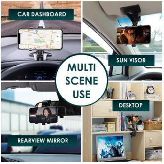 holder hp dashboard mobil universal putar 360 derajat tempat dudukan handphone di mobil jepit spion tengah multifungsi