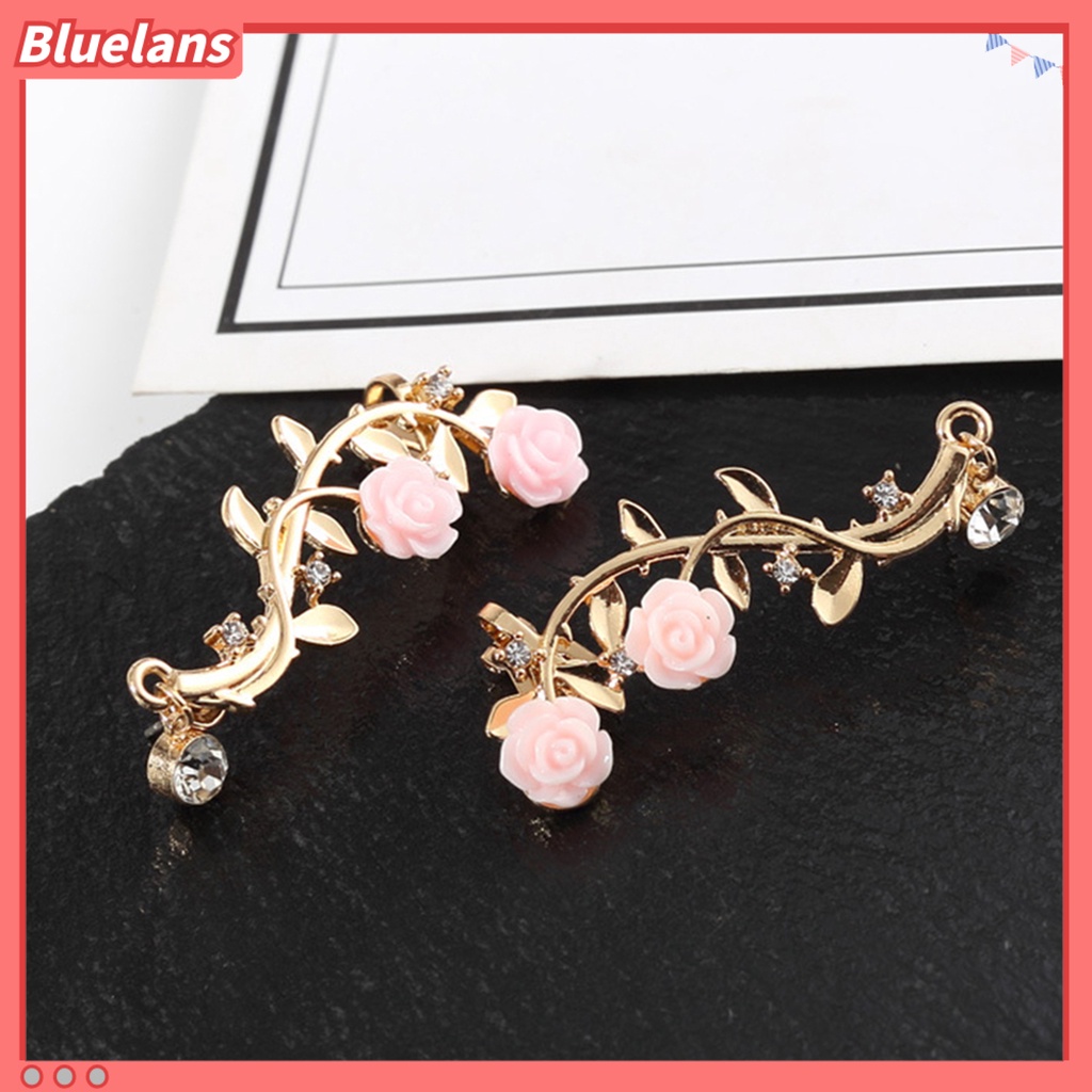 Bluelans Earrings Beautiful Climber Crawler Rose Flower Branch Earrings