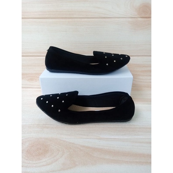 Sepatu Balet Wanita Terbaru Model Kenong Lidah Flatshoes Hitam Simple Flash Sale Bisa COD