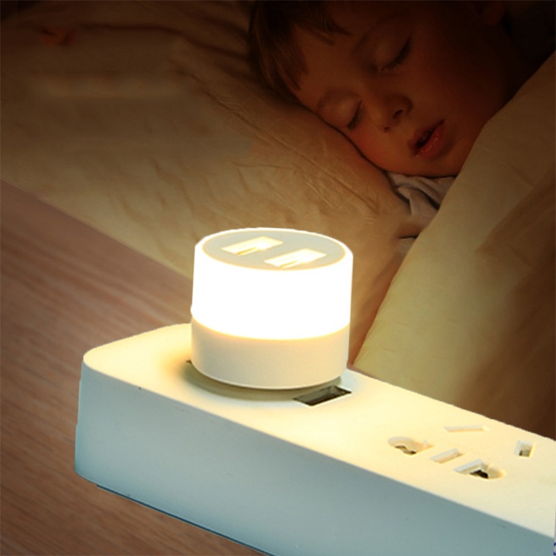 Lampu Malam / Tidur Led USB Rechargeable Plug &amp; Play Dengan Proteksi Mata