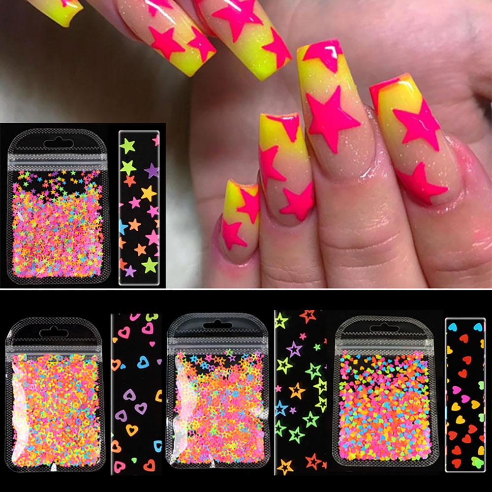 AUGUSTINA Agustina Dekorasi Nail Art 3D Warna Campur Efek Neon Hollow Fluorescence Slices Manicure